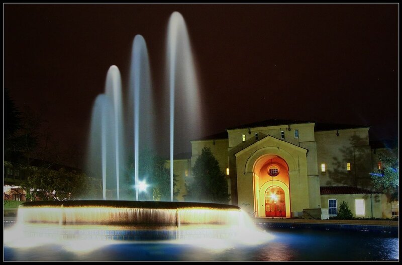 Fountain at Night — Black, Serene