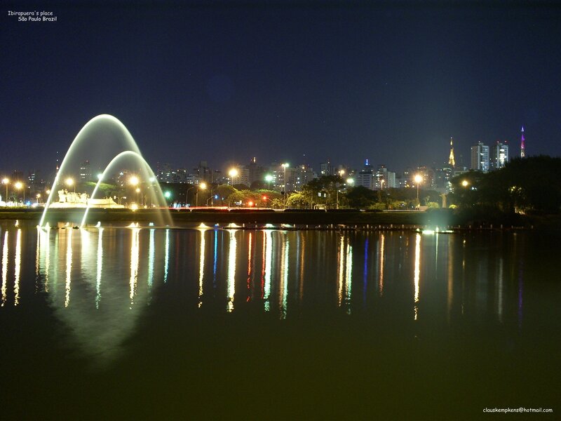 Fountain at Night — Blue, Serene, Photograph