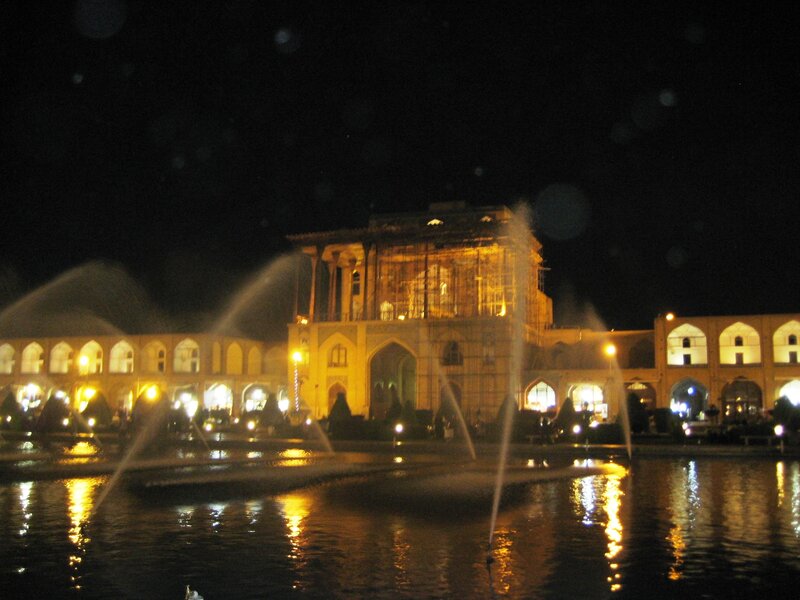 Fountain at Night — Yellow, Calm