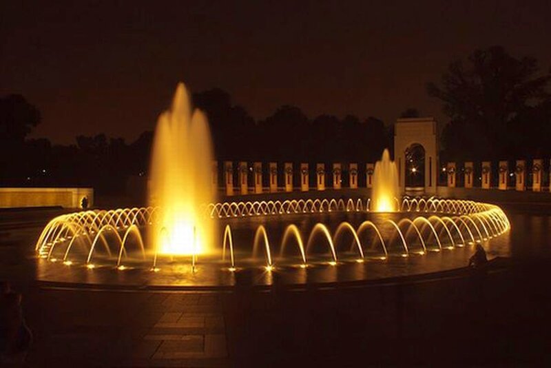 Fountain at Night — Yellow