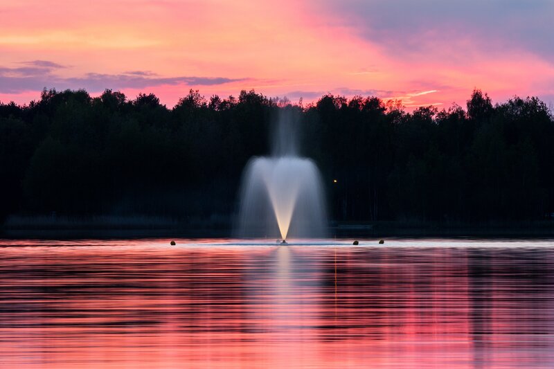 Fountain at sunset