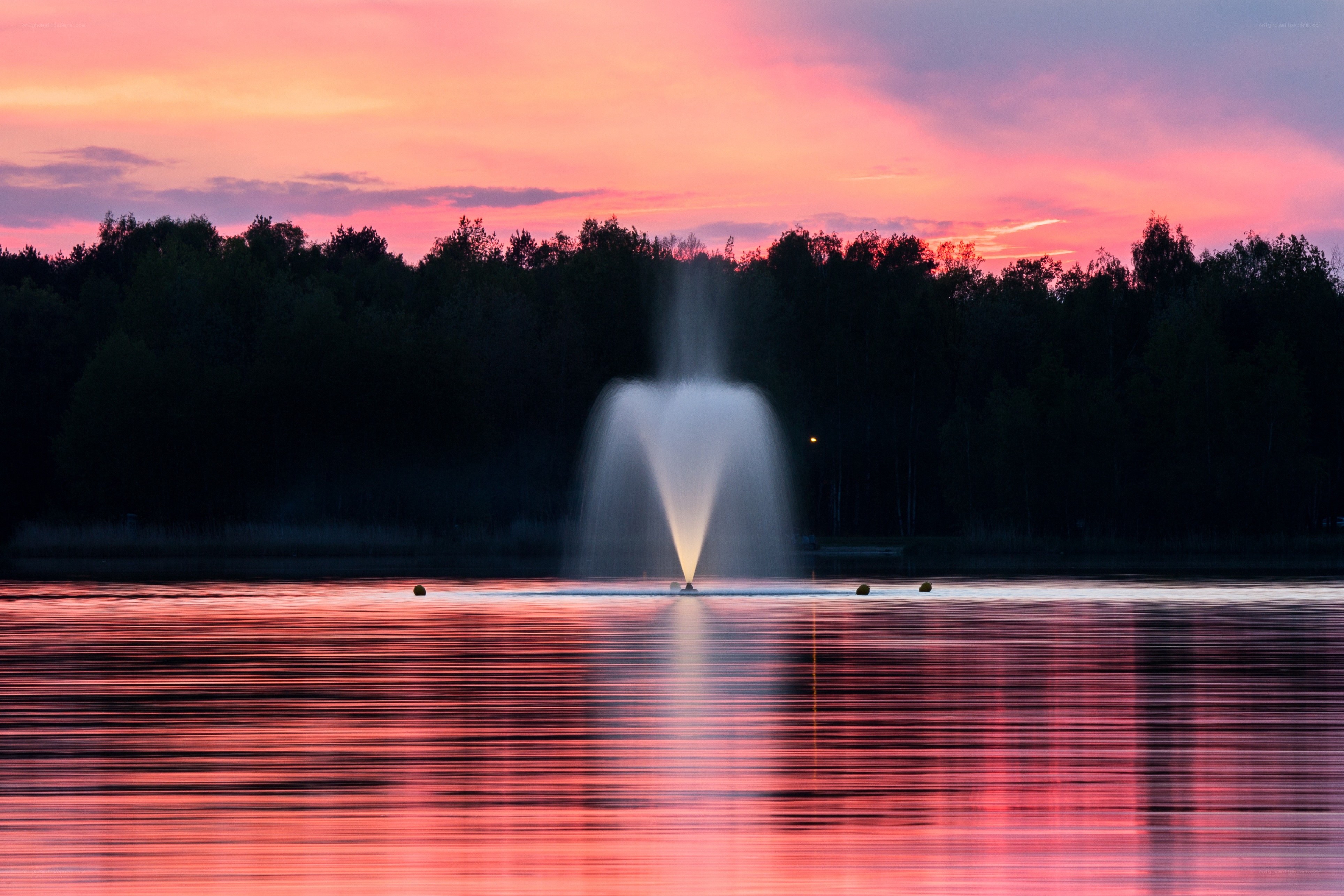 Fountain at sunset