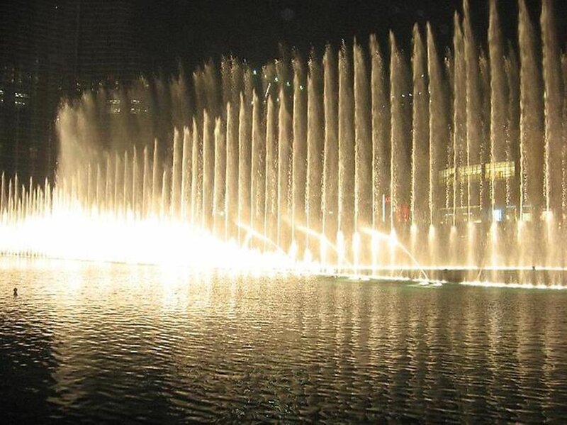 Fountain Display at Night — Black