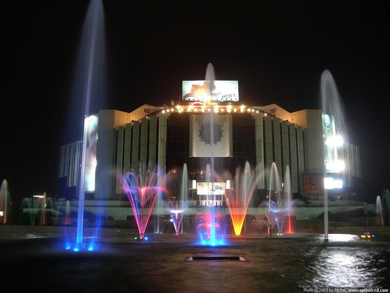 Fountain Display at Night — Blue