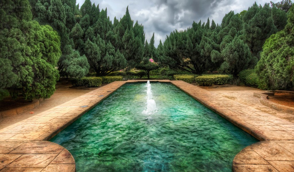 fountain in a garden