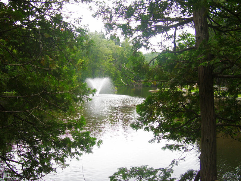 Fountain in a wooded park