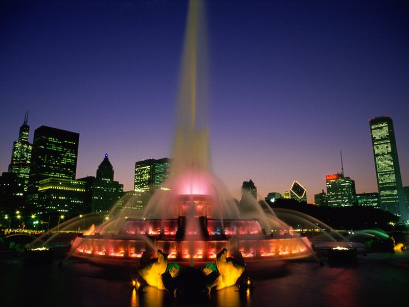 Fountain in City Park — Purple