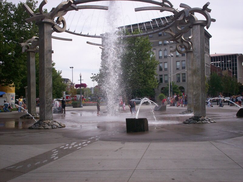 fountain in city plaza
