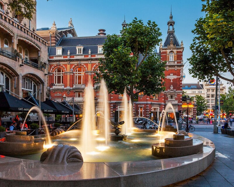 Fountain in City Square — Red