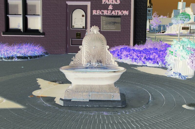 Fountain in front of city building