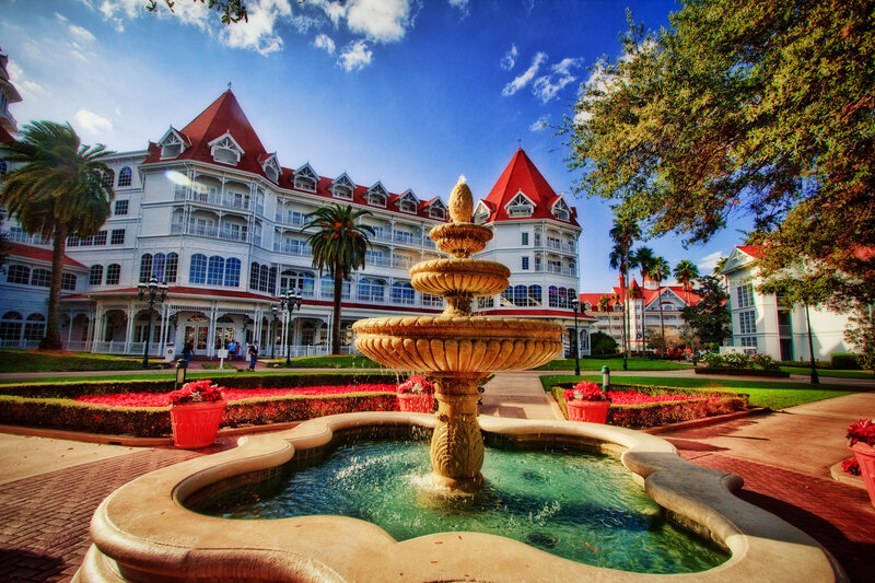 Fountain in Front of Hotel — Blue