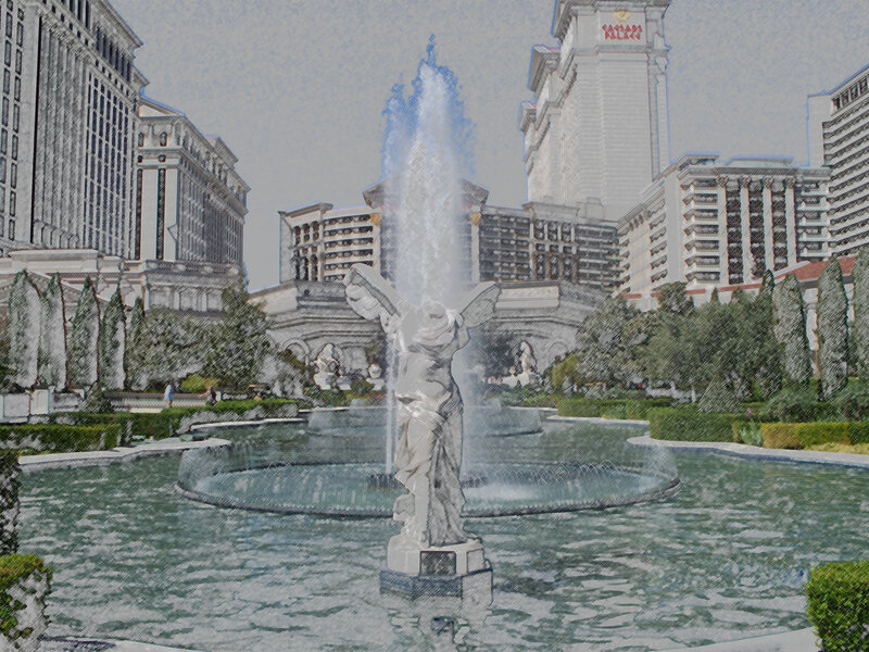 fountain in front of hotel