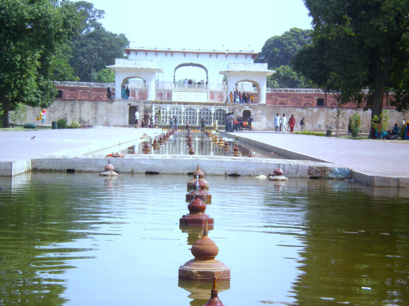 Fountain in Garden — Green, Serene, Afternoon, Photograph, Building