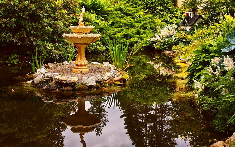 Fountain in Garden Pond