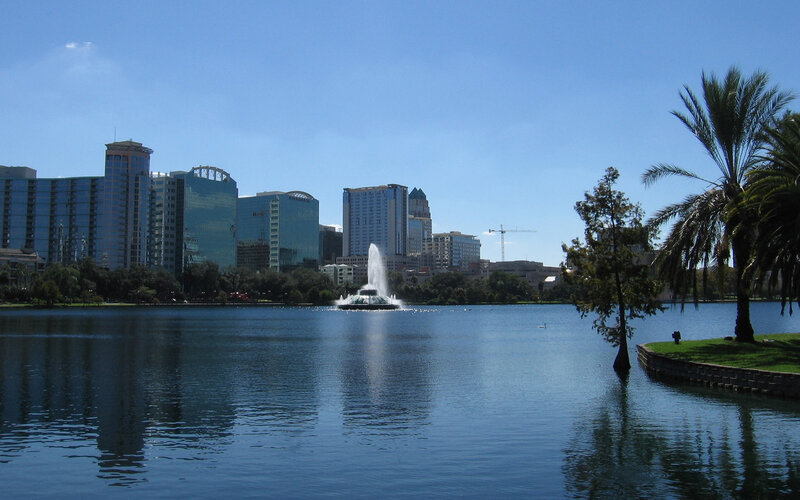 Fountain in Lake — Blue, Serene, Afternoon