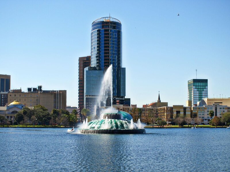 Fountain in Lake — Blue