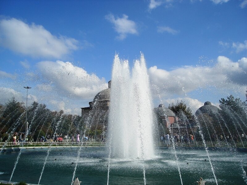 Fountain in Park — Blue, Bright