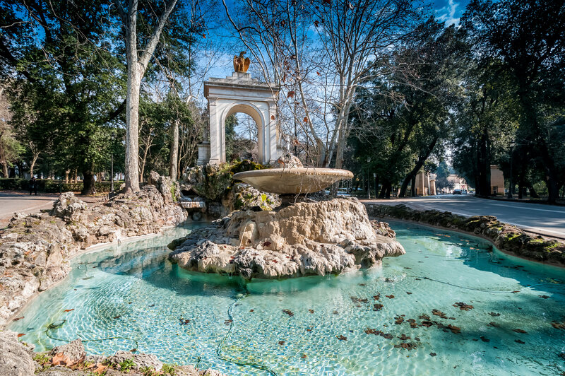 Fountain in Park — Blue, Serene
