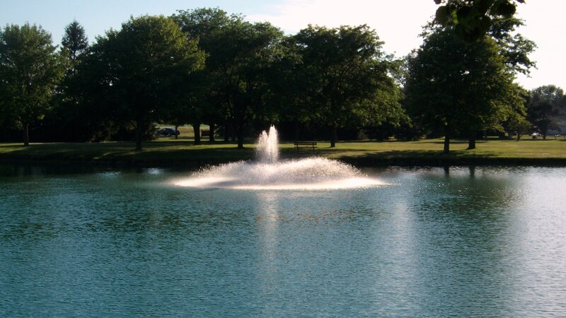 Fountain in park pond