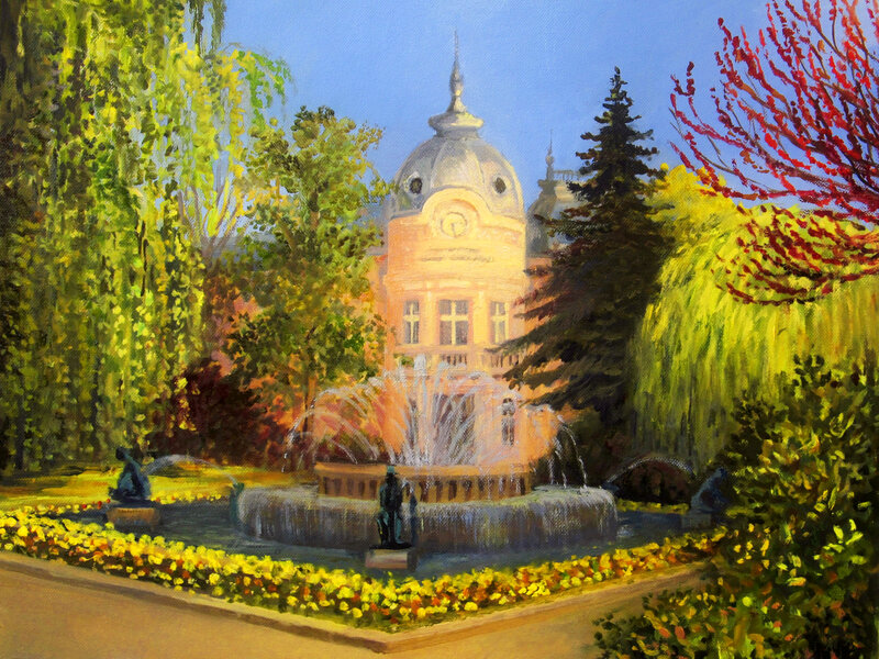 Fountain in Park — Yellow