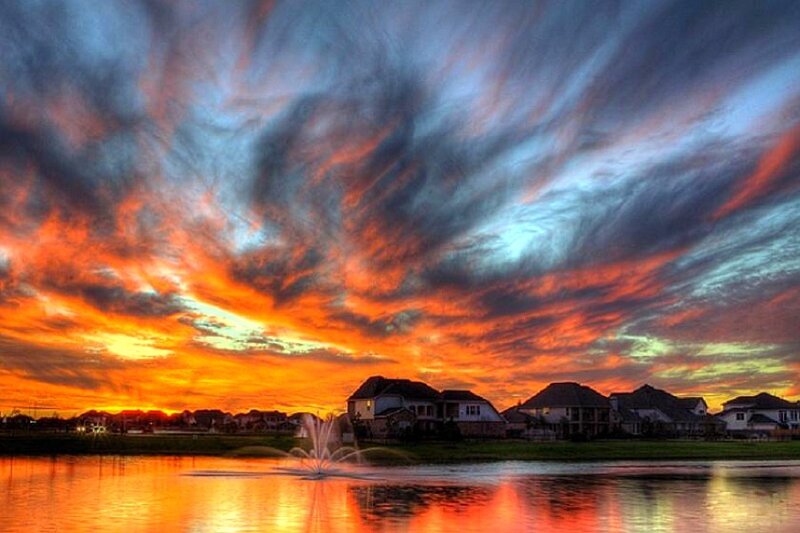 Fountain in Suburban Pond