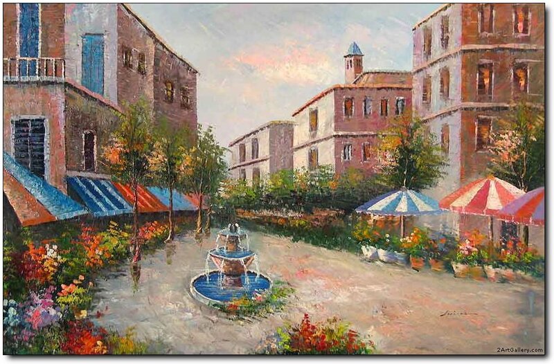 Fountain in Town Square — Blue