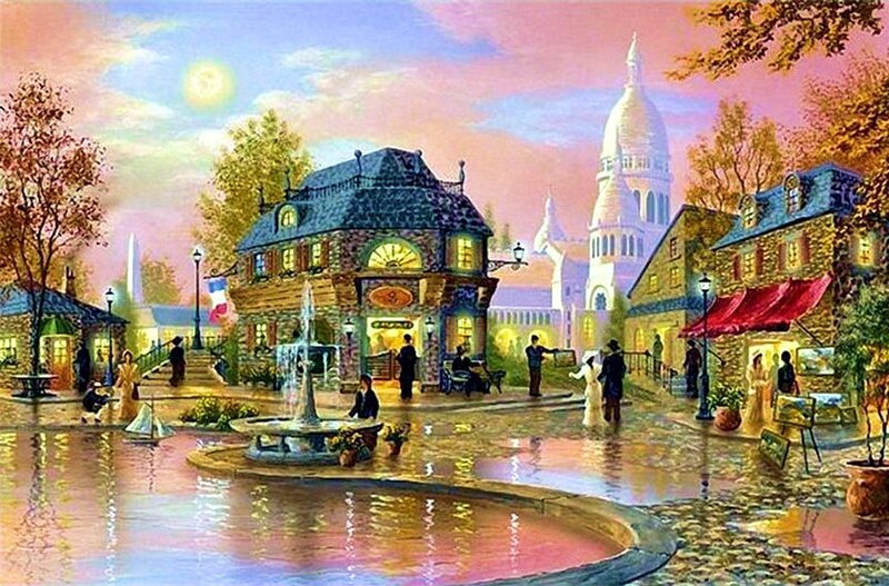 Fountain in Town Square — Pink