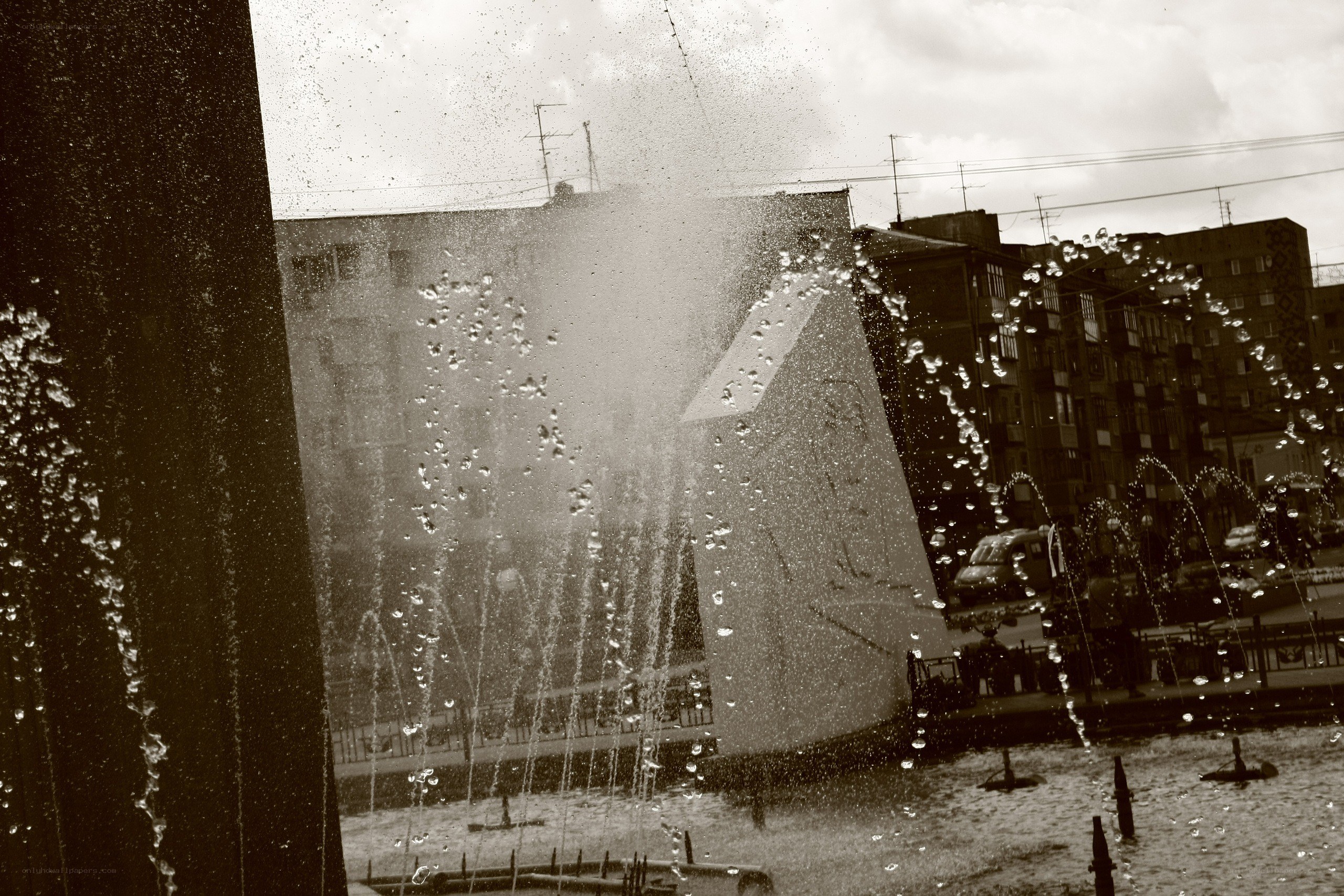 Fountain in urban setting