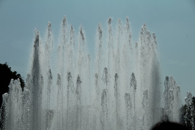 fountain jets against sky