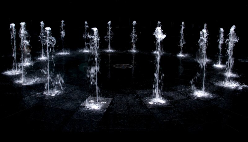 Fountain Jets at Night — Black