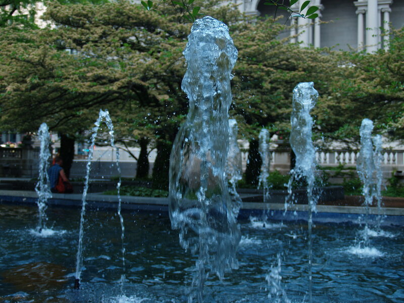 Fountain jets in a city park