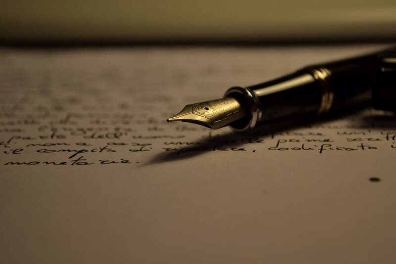 Fountain pen on handwritten letter