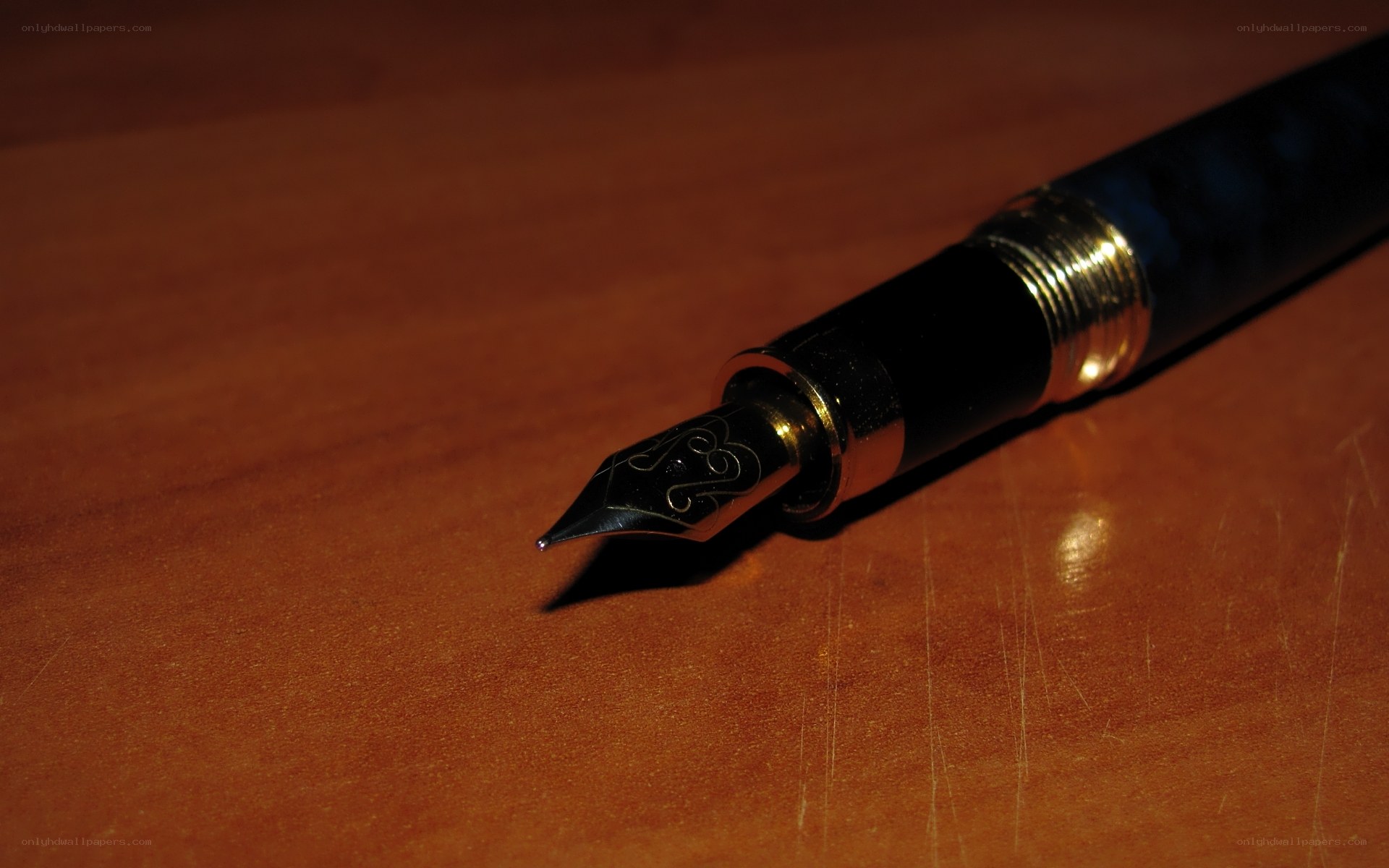 fountain pen on wooden surface