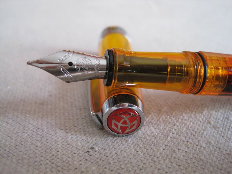 fountain pen with amber barrel