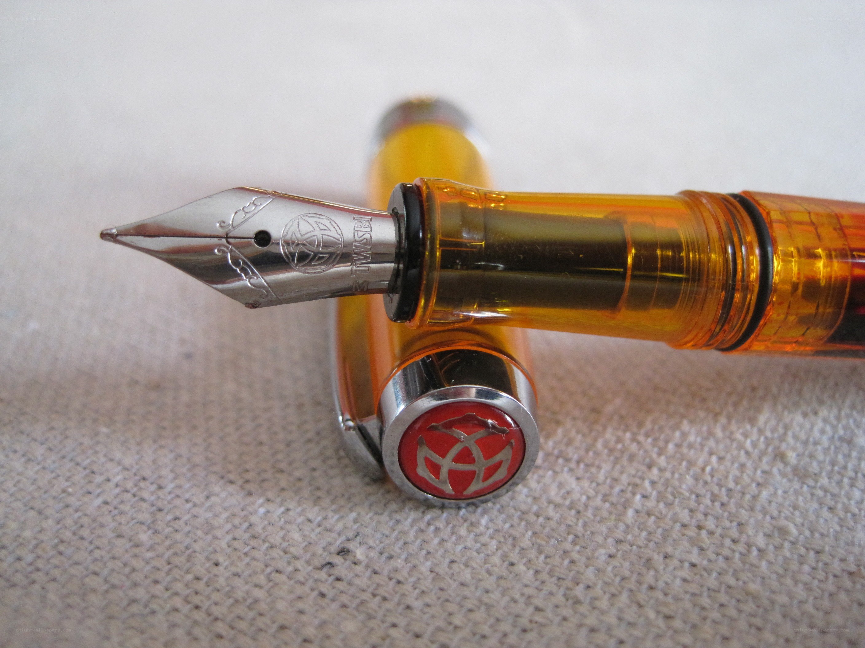 fountain pen with amber barrel