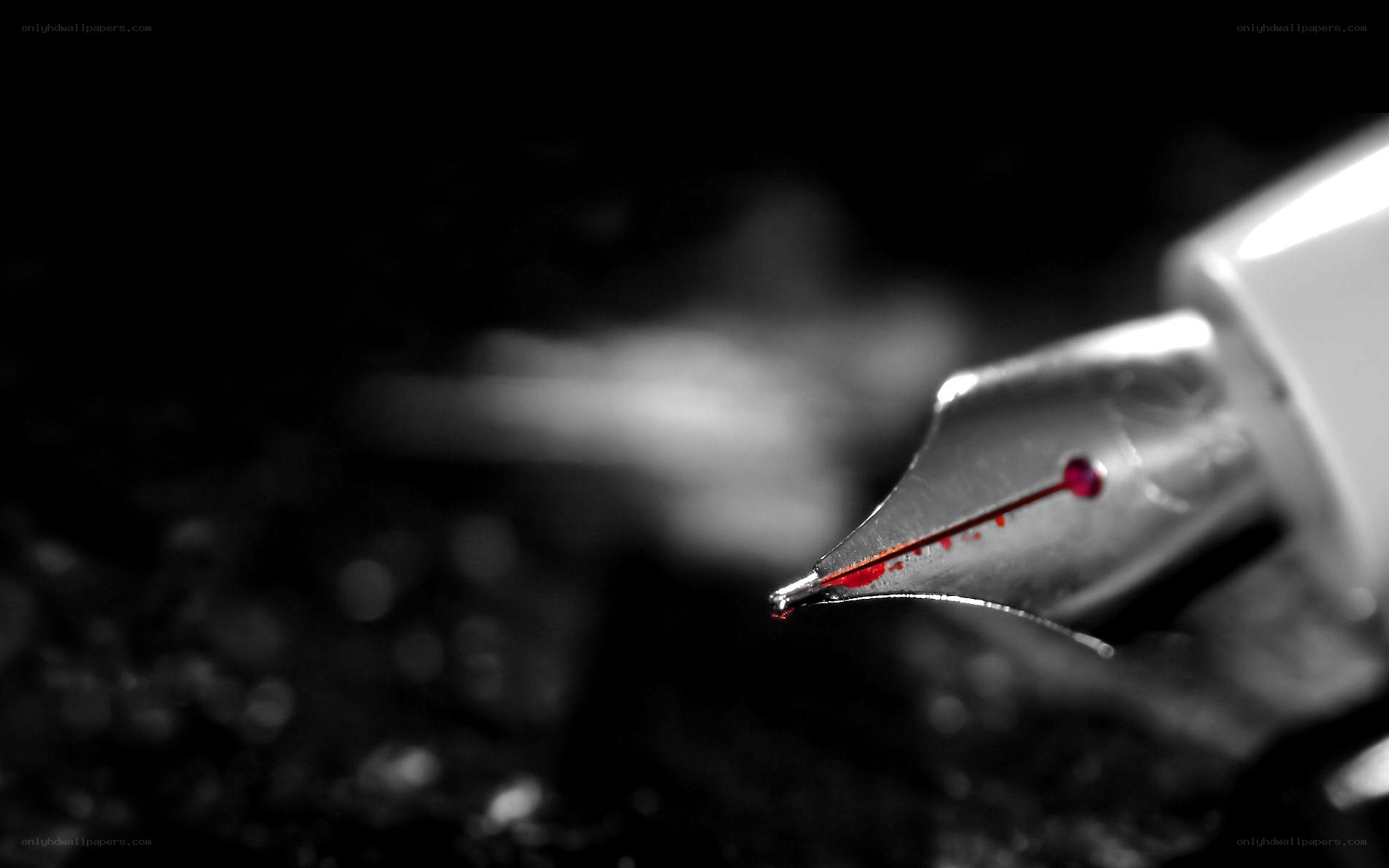 fountain pen with red ink