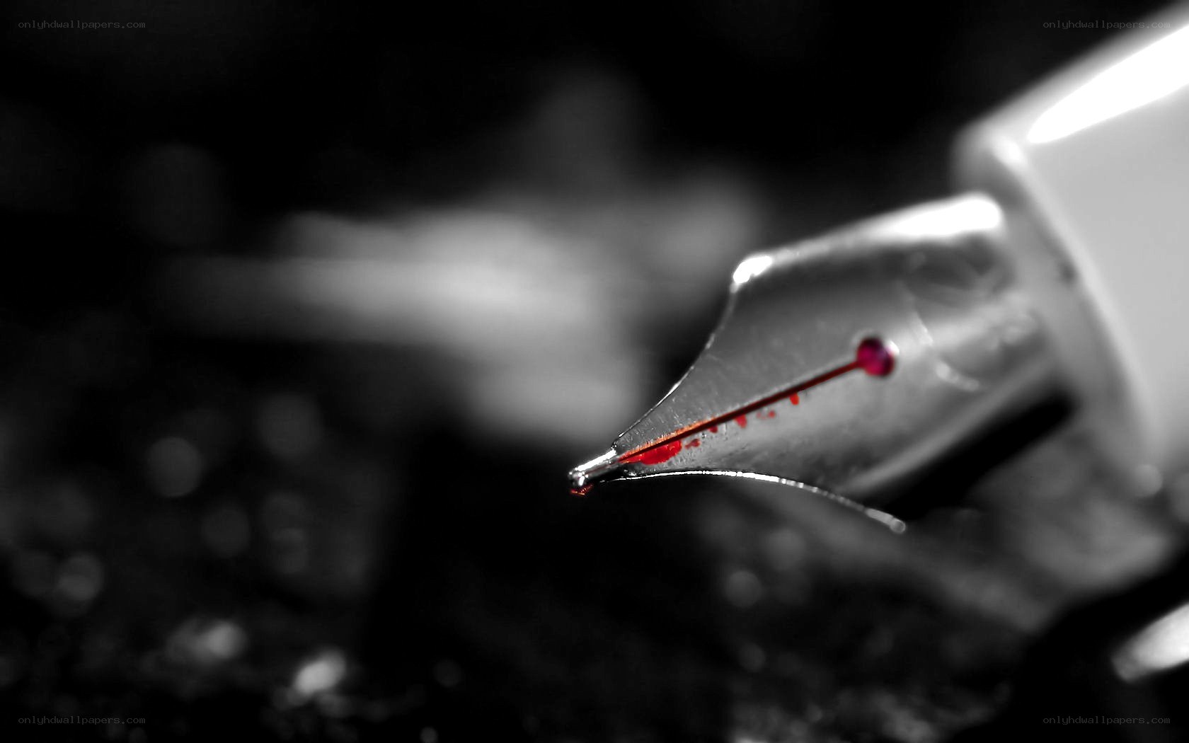 fountain pen with red ink