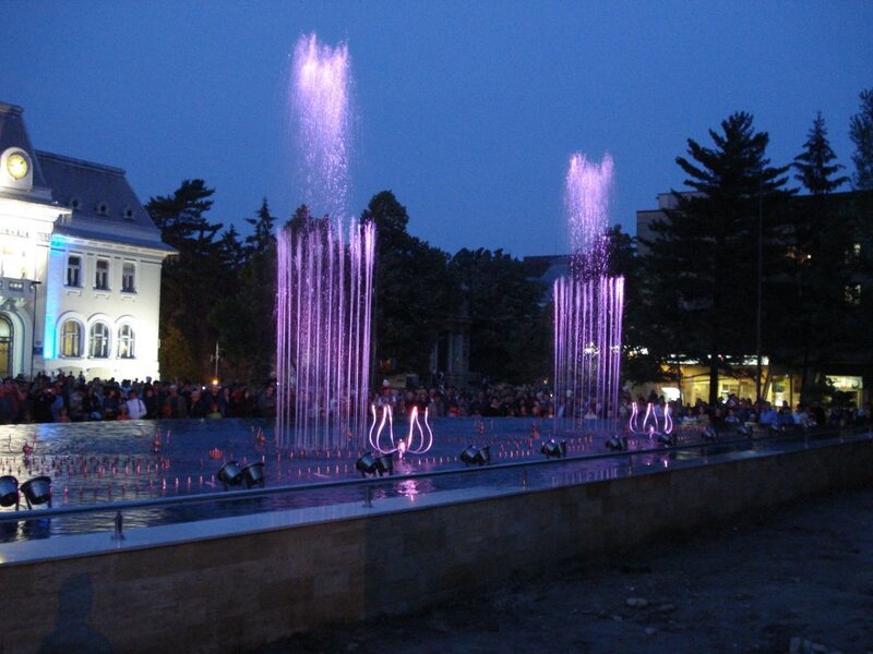 Fountain show at dusk
