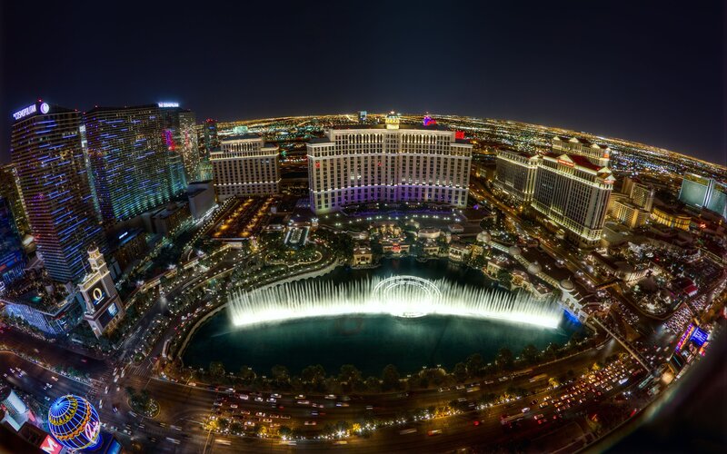 Fountain Show at Night — Black, Dramatic, Photograph