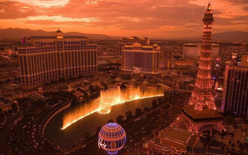 Fountain Show at Night — Orange, Dramatic, Sunset, Photograph, Hotel
