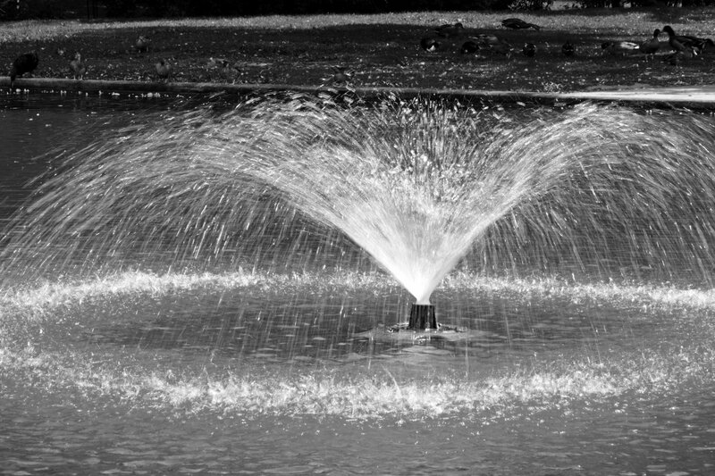 Fountain Spraying Water — Black