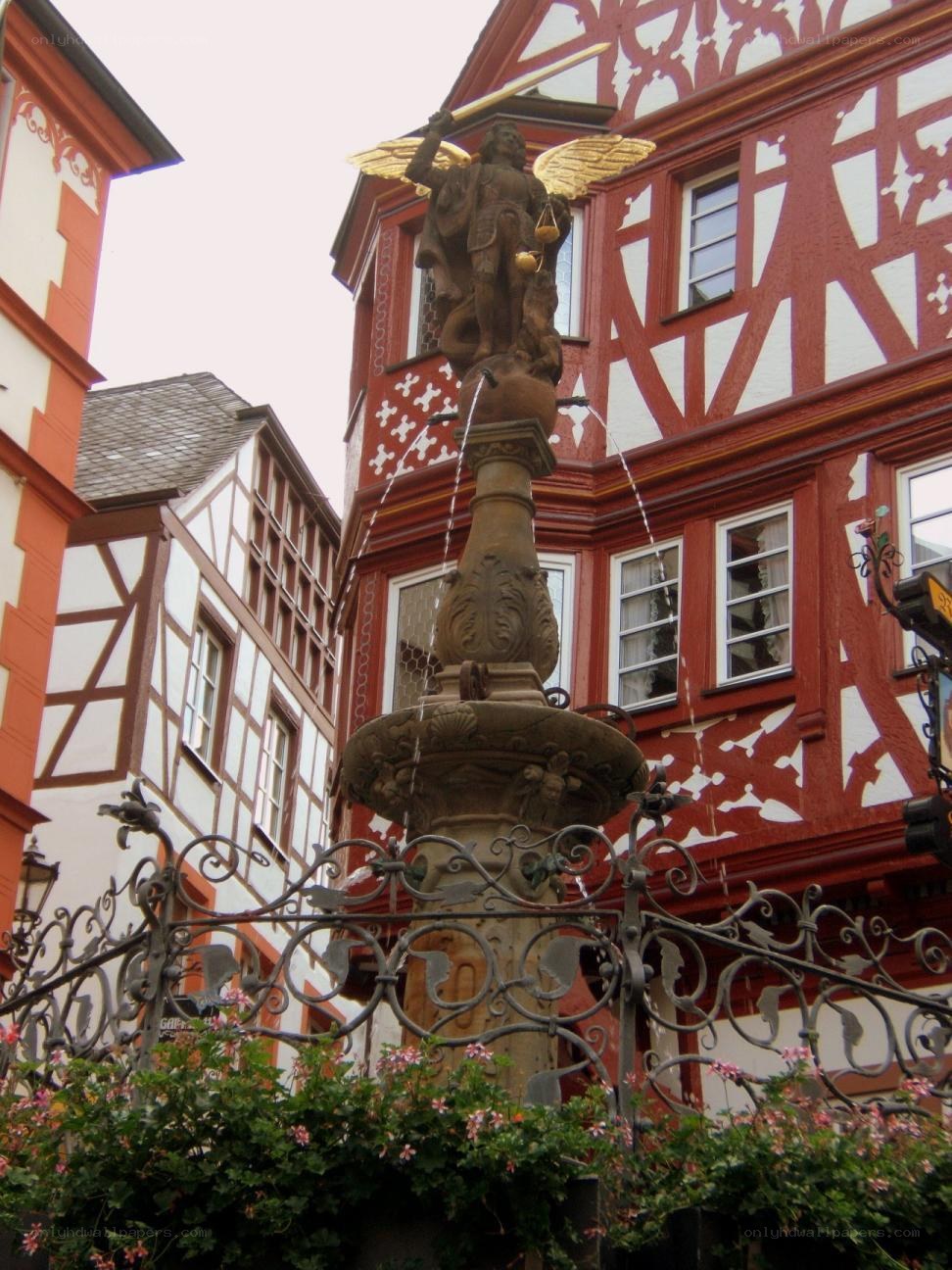fountain with angel statue