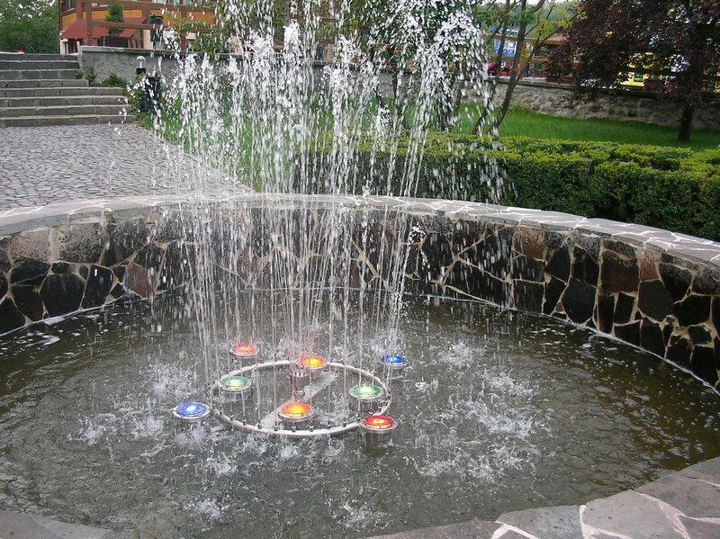 Fountain with Colored Lights