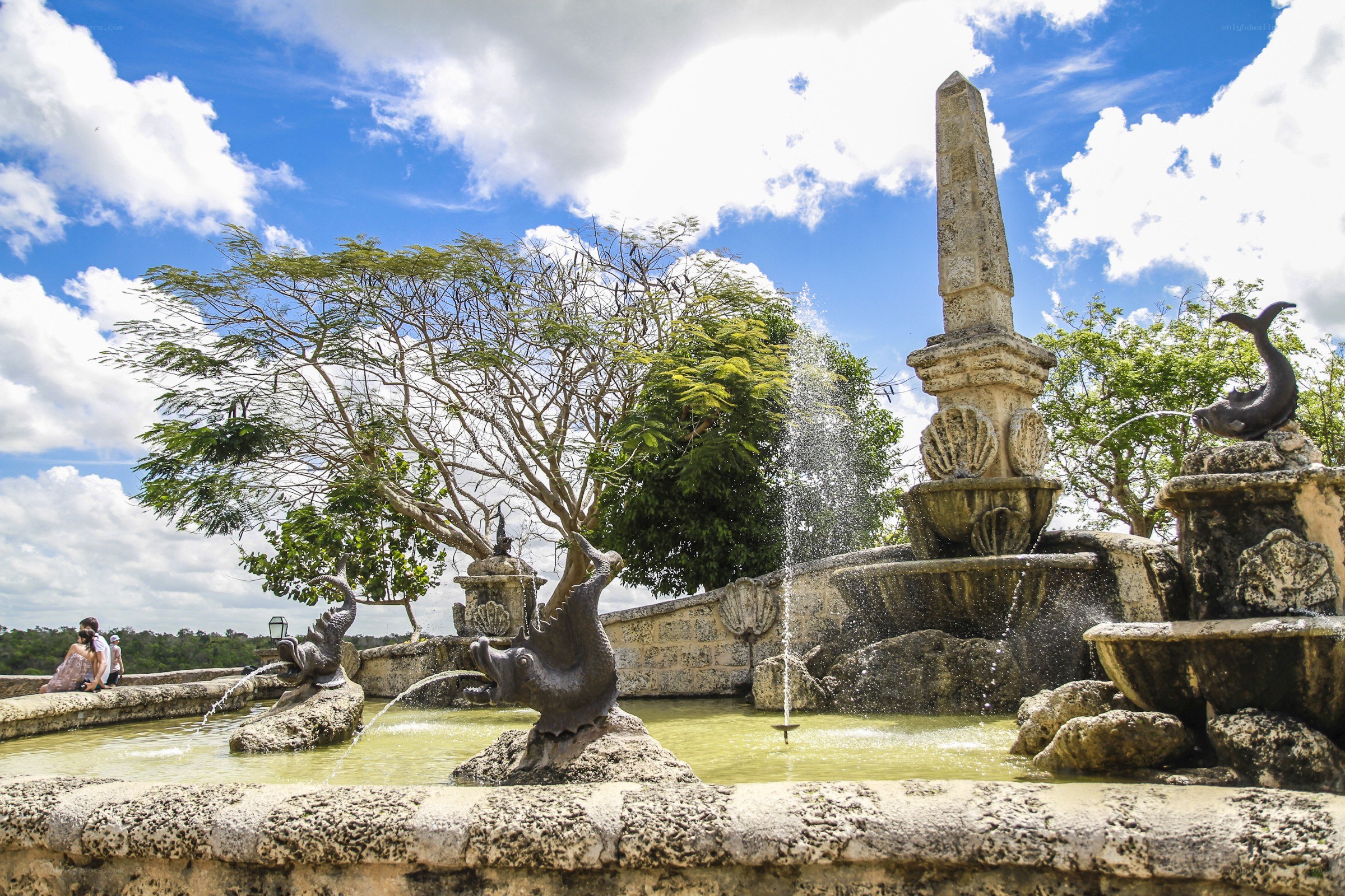 fountain with dolphin sculptures