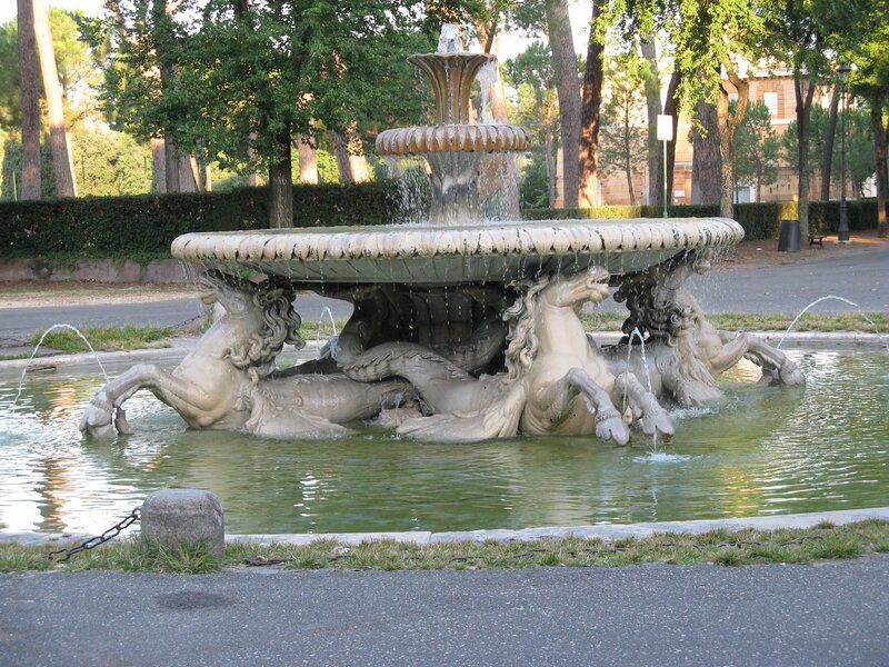 Fountain with Horse Sculptures — Green