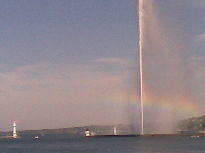 Fountain with rainbow arc