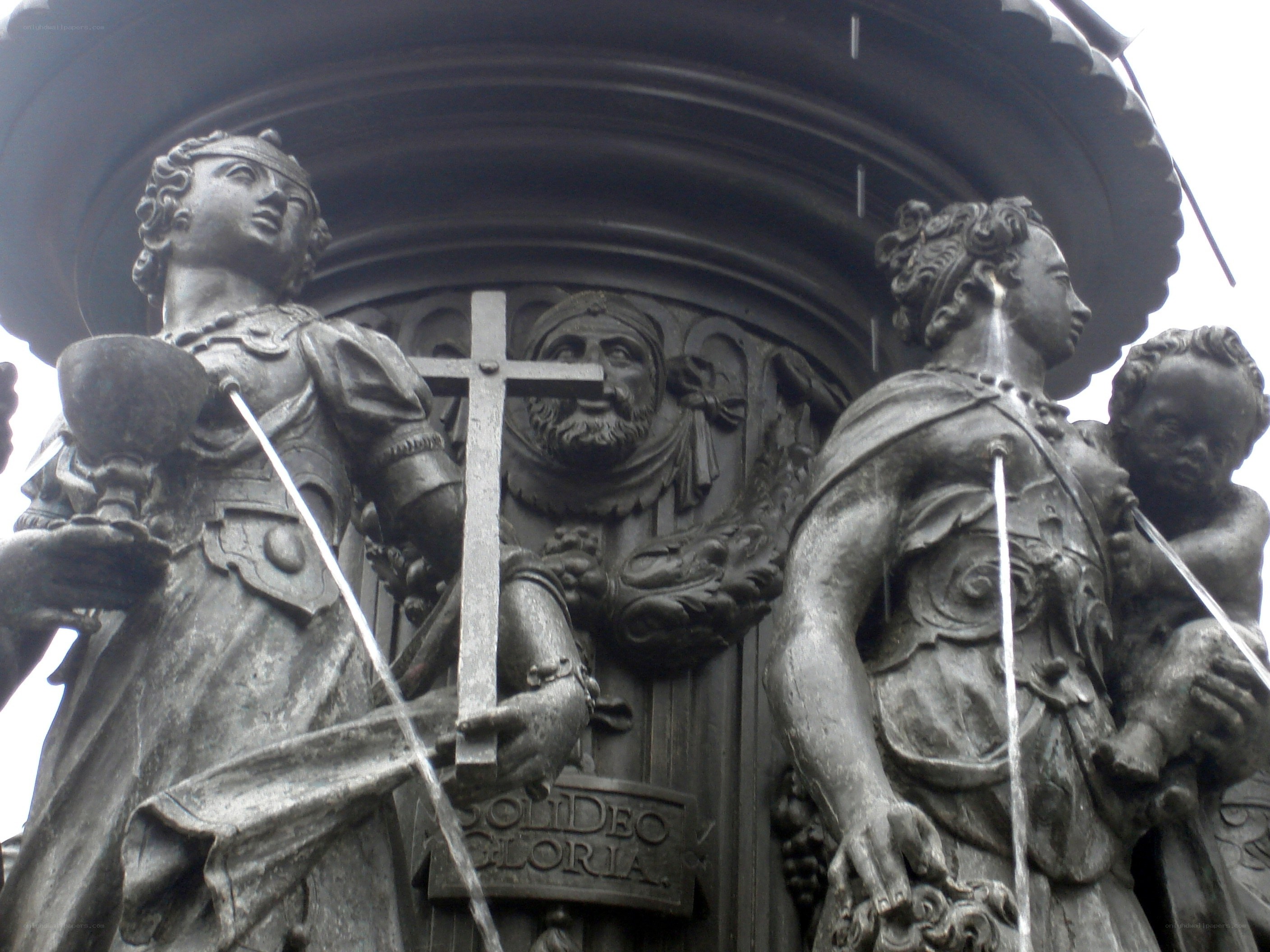 fountain with religious statues