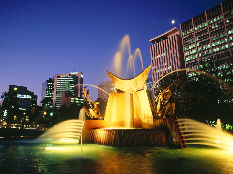 Fountain with Sculptures — Blue, Dramatic