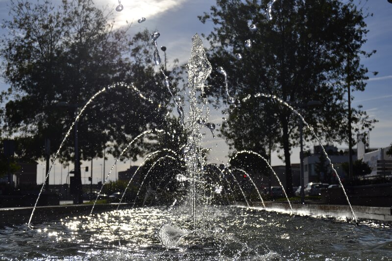Fountain with Water Jets — Blue, Calm, Afternoon
