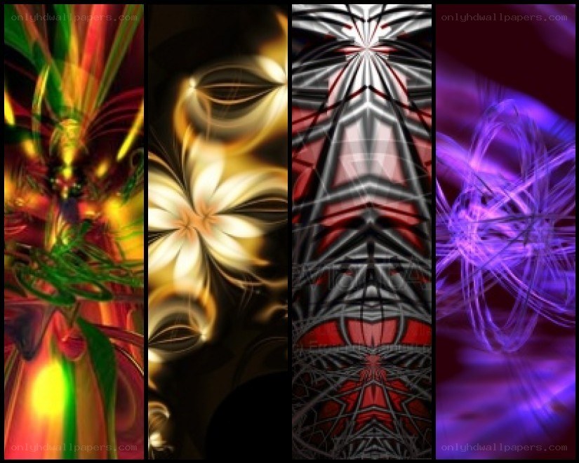 Four abstract digital art panels